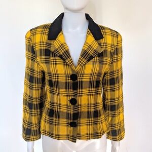 VINTAGE 90s Le Chateau Made in Canada Yellow & Black Blazer Size 7